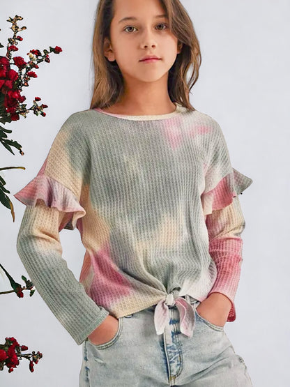 Long Sleeve Tie Dye Flutter Sleeve Top - Tween - Calla Lily Cosmetics + CL kids