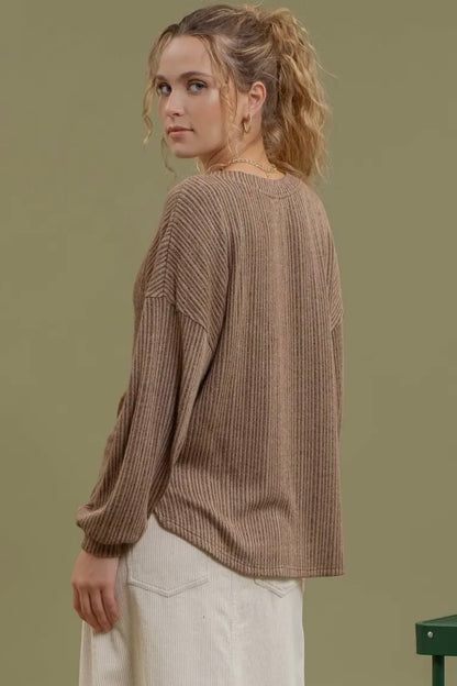 Half Button Oversized Knit Top