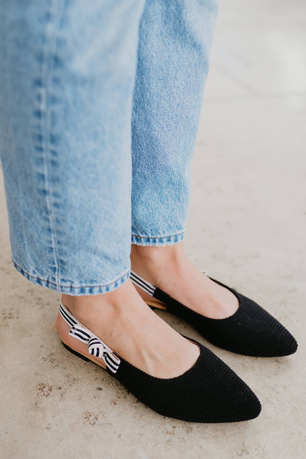 Soho Black D'Orsay Flat Shoes