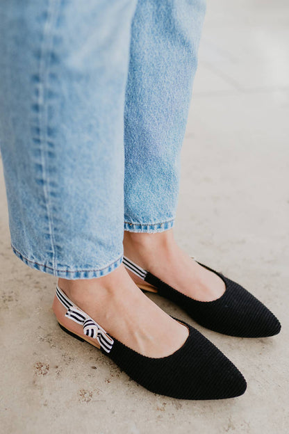 Soho Black D'Orsay Flat Shoes