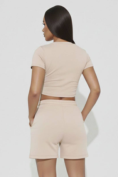 Cream - Crop Tee or Drawstring Shorts