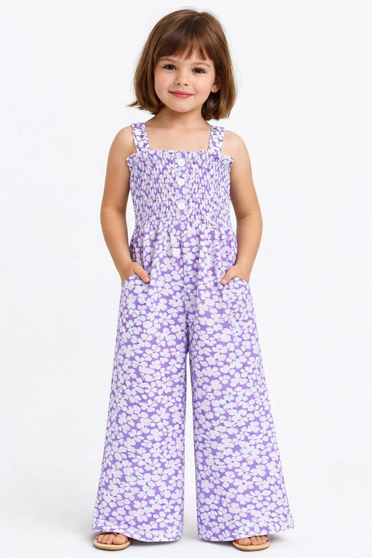 Girl's Light Purple Romper with Side Pockets