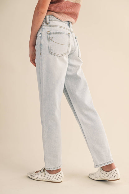 Tween Girl's Straight Leg Denim Pants/Jeans