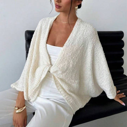 Cream Crossover Knit Cardigan