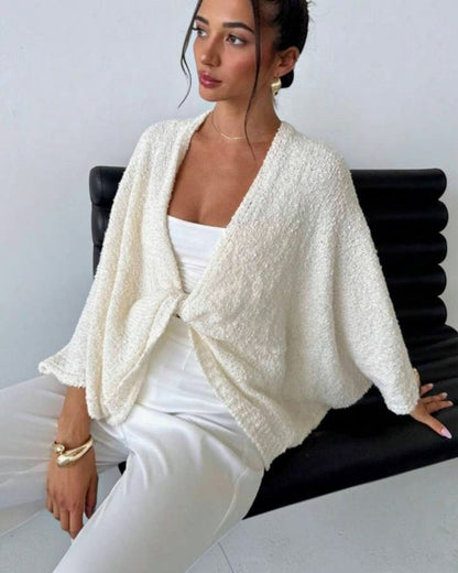 Cream Crossover Knit Cardigan