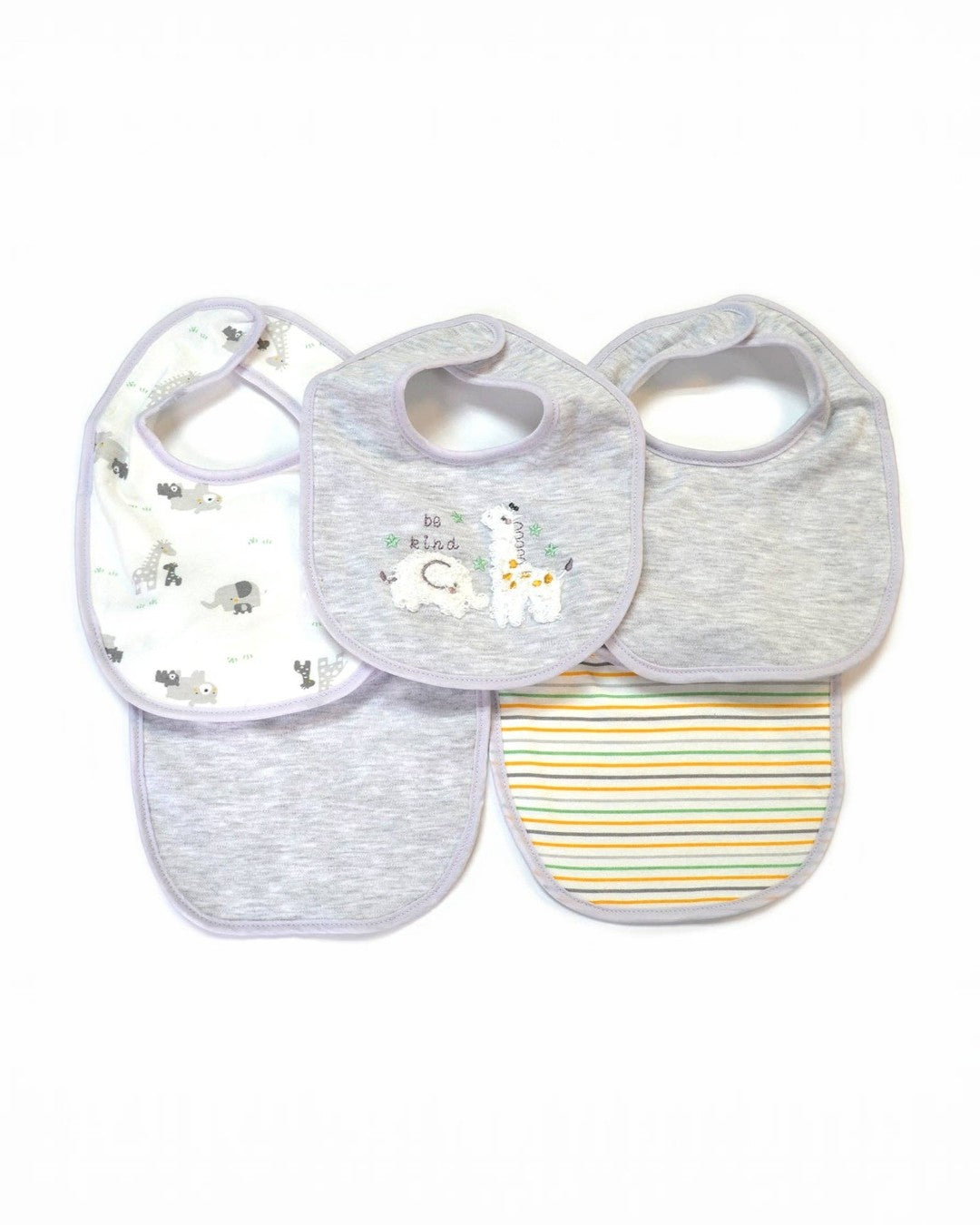 5 Pack Soft Cotton Poly Embroidered Baby Bibs