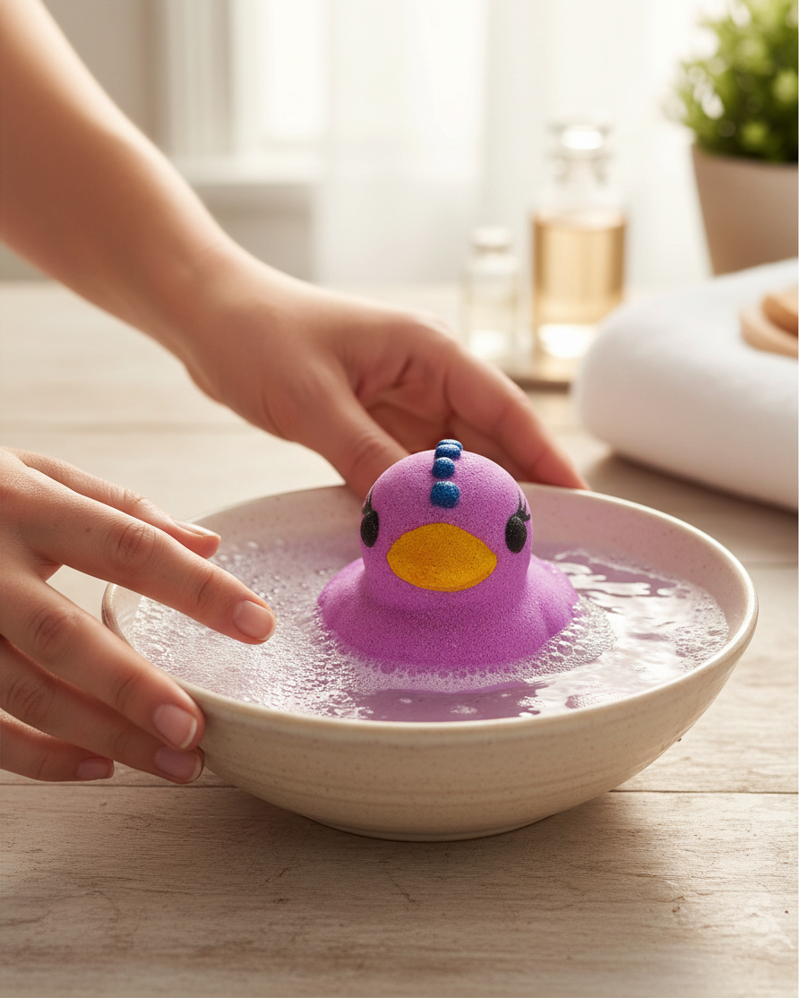 Duckie Bath Bomb l Hand-Painted l Purple