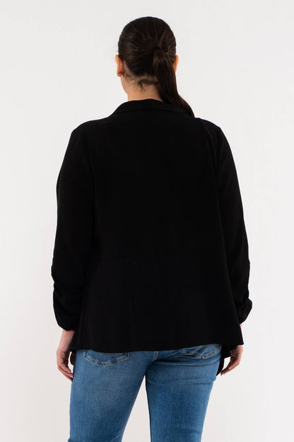 Plus Size 3/4 Length Rouched Sleeve Blazer
