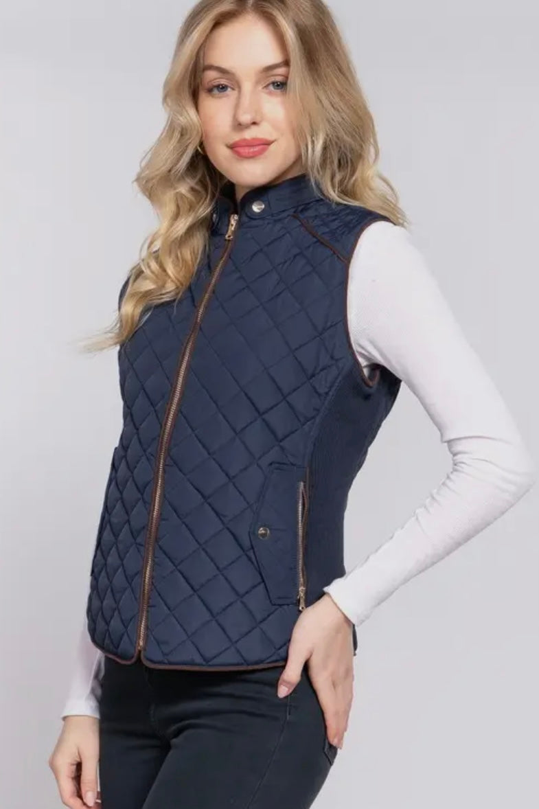 Navy Slim Fit Quilted Vest - Calla Lily Cosmetics + CL kids