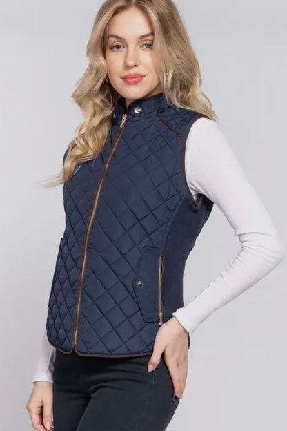 Navy Slim Fit Quilted Vest