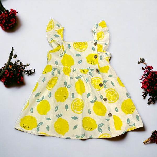 Lemon Button Dress - Calla Lily Cosmetics + CL kids