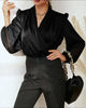 Silky Long Sleeve Blouse - Black