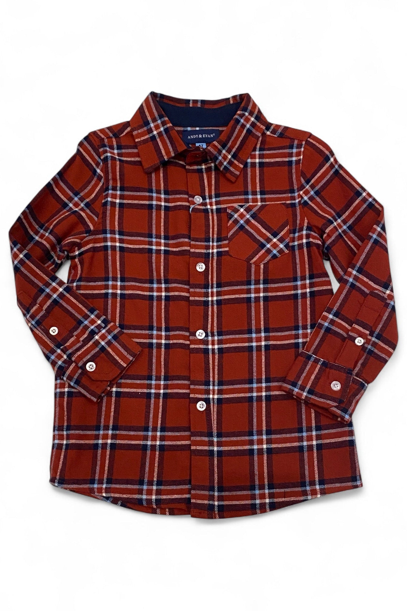 Red and blue plaid shirt on a white background