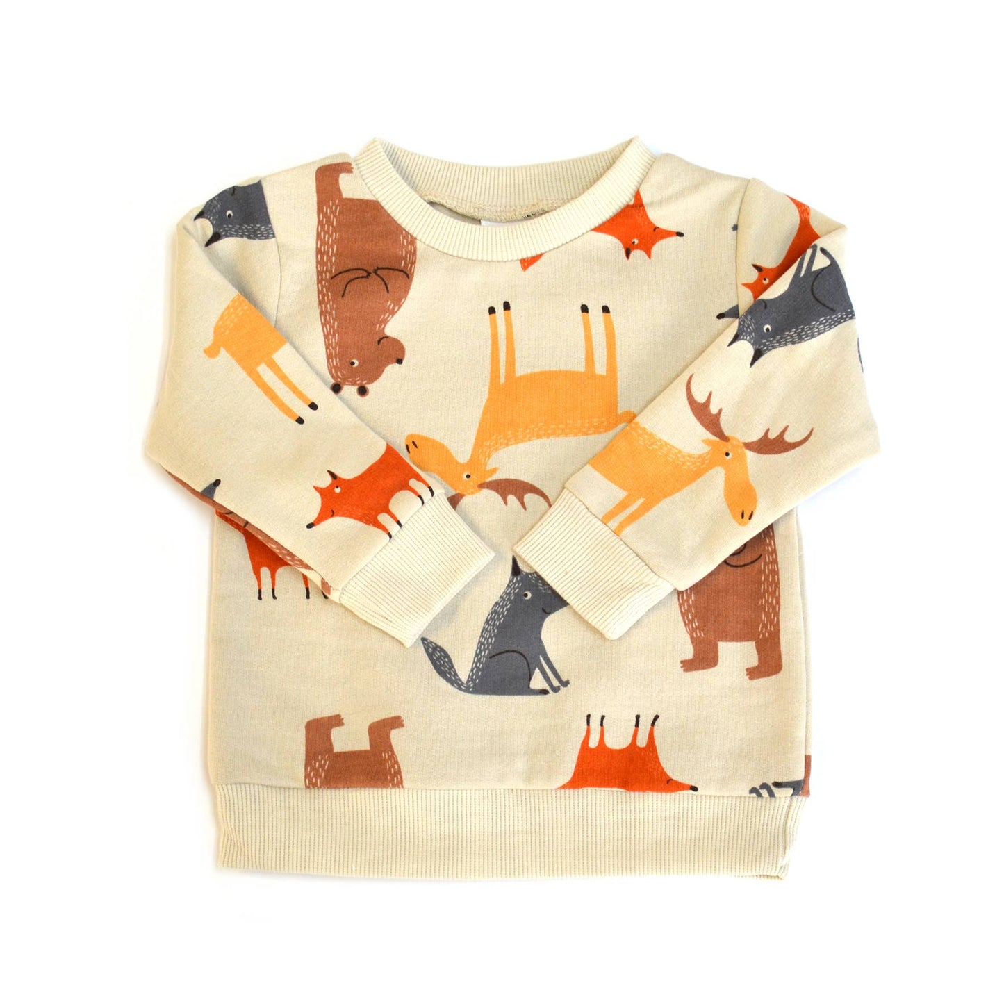 Children's sweater with fox pattern on a white background