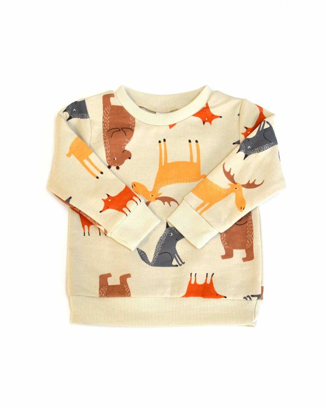 Children's sweater with fox pattern on a white background