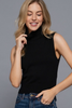 Sleeveless Turtle Neck  Sweater - Black