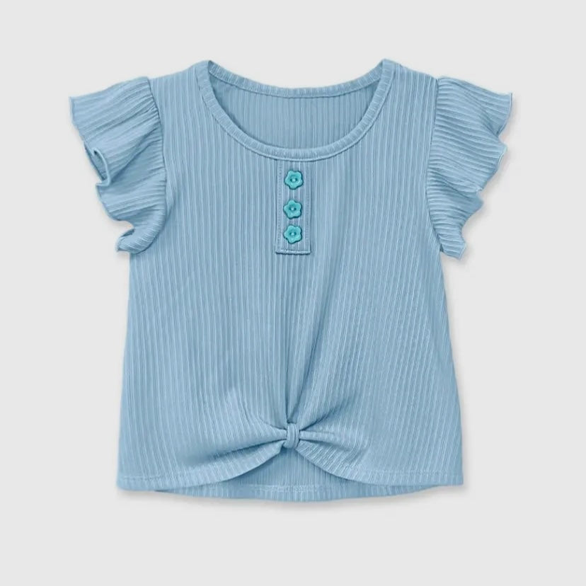 Light Blue Flutter Sleeve Top - Calla Lily Cosmetics + CL kids