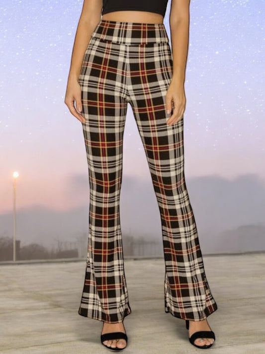 Flare Leggings - Mocha Plaid - Calla Lily Cosmetics + CL kids