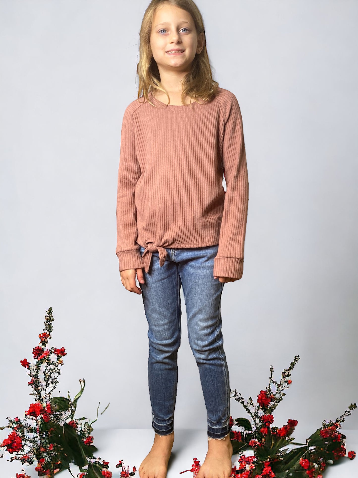 Mauve Rib Knit Long Sleeve Top - Tween - Calla Lily Cosmetics + CL kids