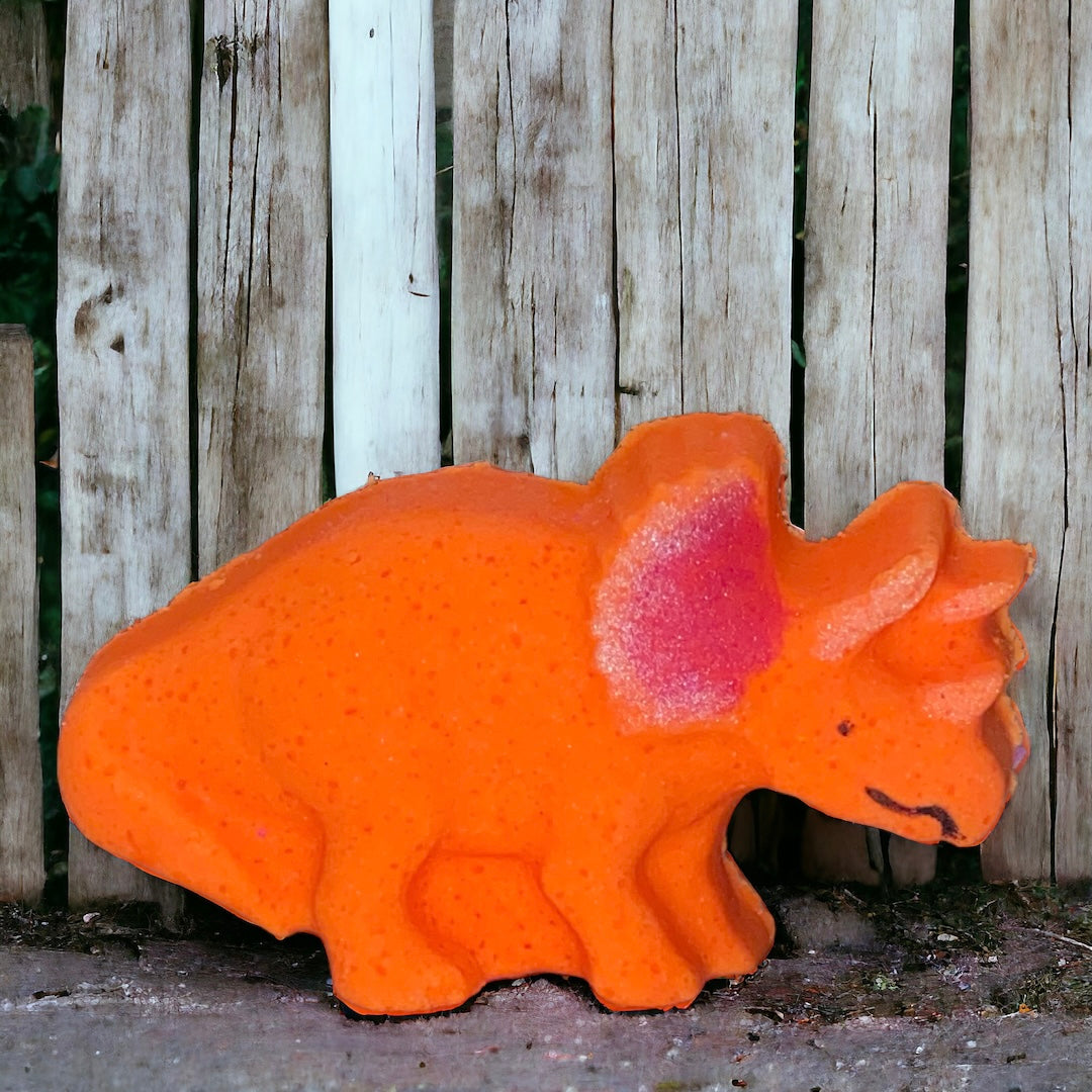 Med. Triceratops Bath Bomb - Orange - Calla Lily Cosmetics + CL kids