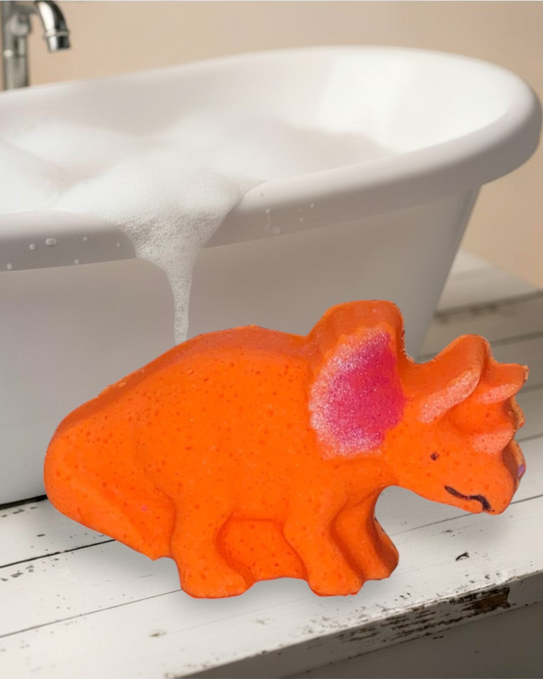Med. Triceratops Bath Bomb - Orange - Calla Lily Cosmetics + CL kids