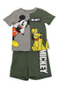 Children's outfit with Mickey Mouse design on a gray and green background