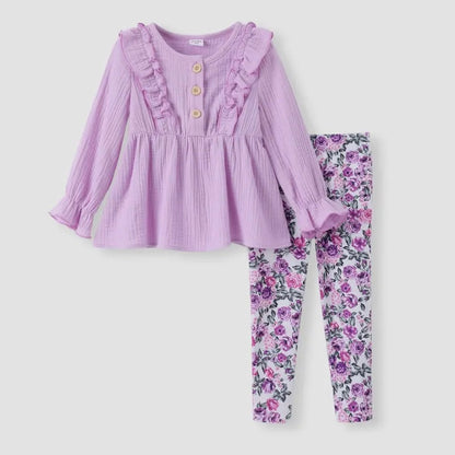 Ruffled Top & Floral Leggings set