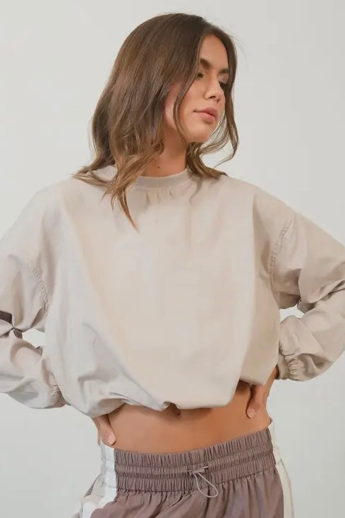 Ecru Cropped Top with Back Zipper