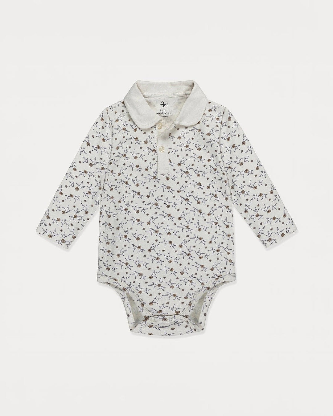 Baby bodysuit with floral pattern on a white background