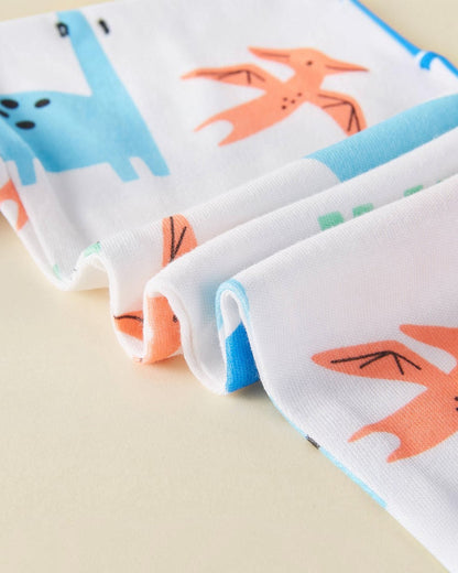 Folded fabric with cartoon fox pattern on a beige background