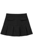 Black pleated skirt with two front pockets on a white background