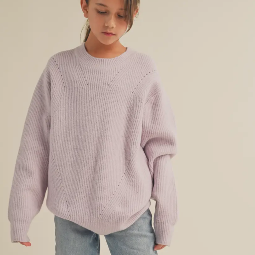 Lavender Long Sleeve Sweater-Tween - Calla Lily Cosmetics + CL kids