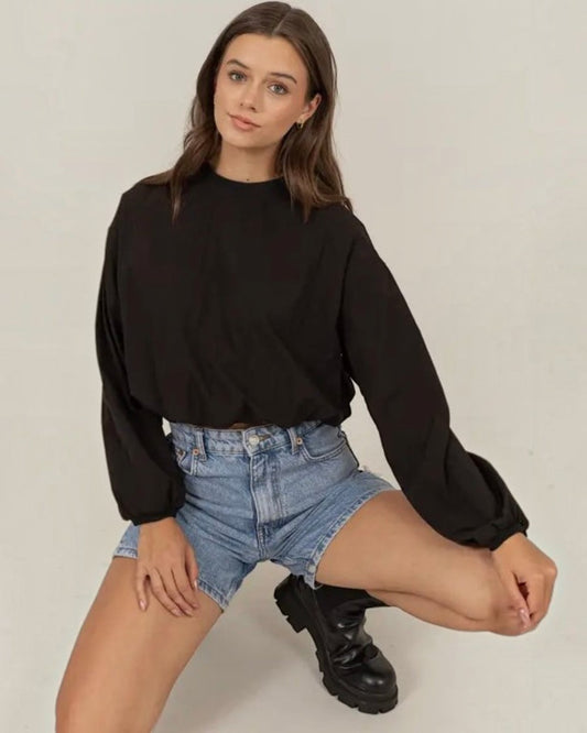 Black Cropped Top with Back Zipper - Calla Lily Cosmetics + CL kids