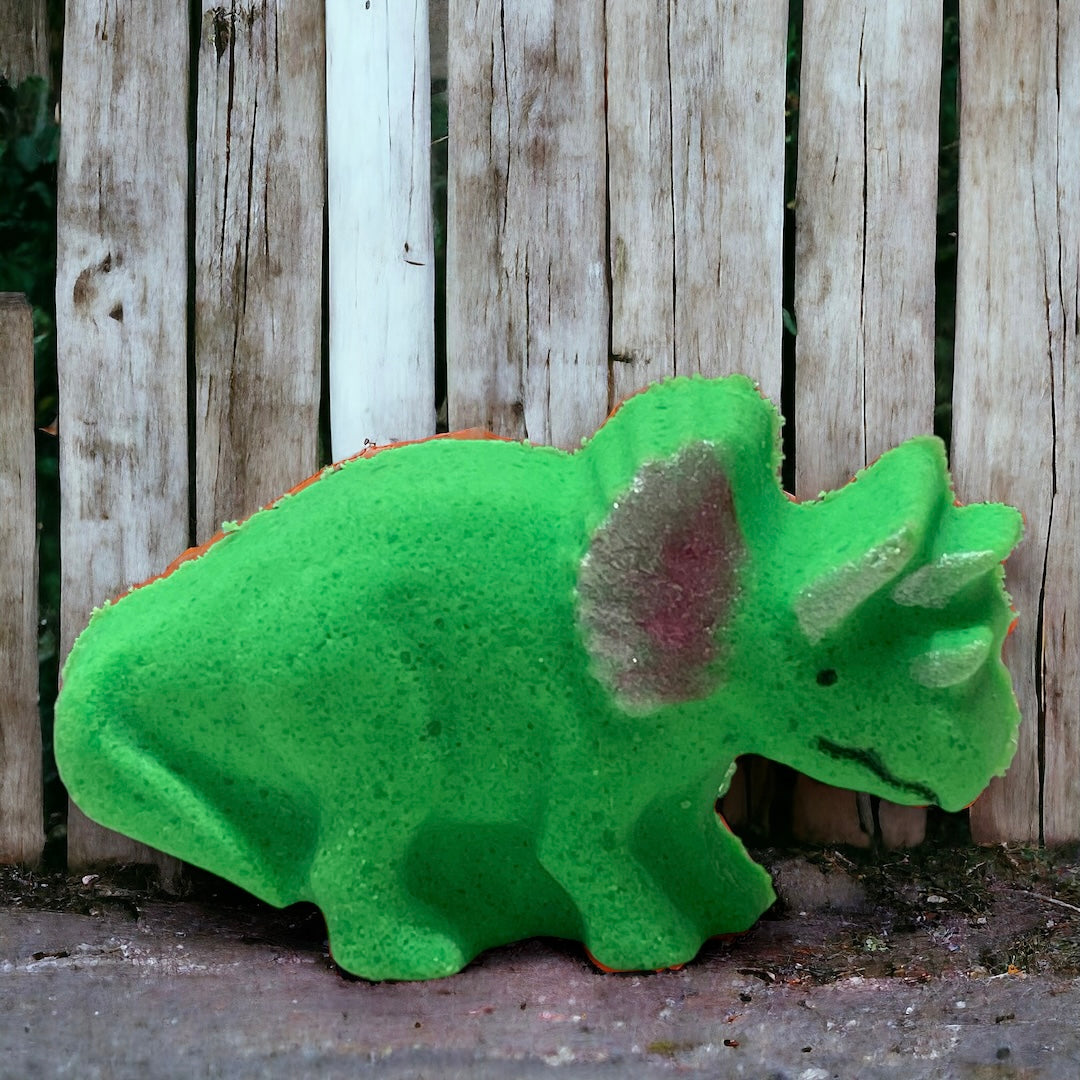 Med. Triceratops Dino Bath Bomb - Green - Calla Lily Cosmetics + CL kids