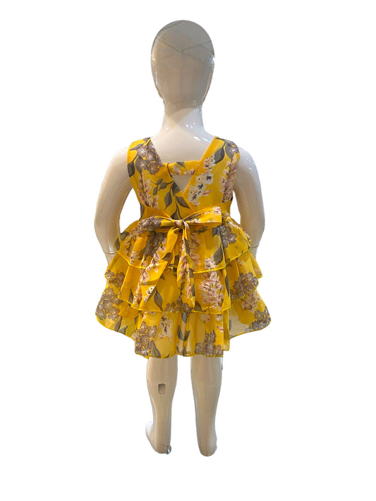 Little Girls Yellow Floral Ruffle Dress - Calla Lily Cosmetics + CL kids