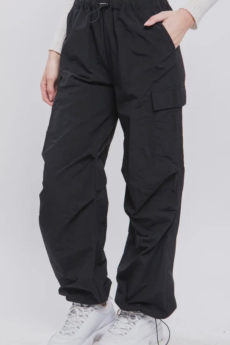 Love Tree Black Parachute Cargo Pants - Calla Lily Cosmetics