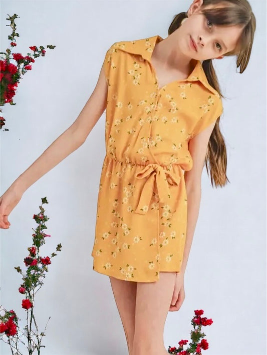 Yellow Floral Skort Romper - Tween - Calla Lily Cosmetics + CL kids