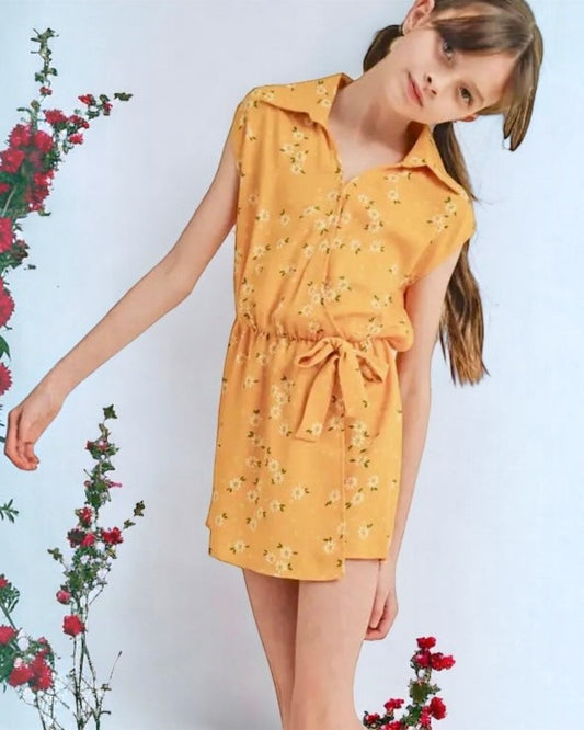 Yellow Floral Skort Romper - Tween - Calla Lily Cosmetics + CL kids