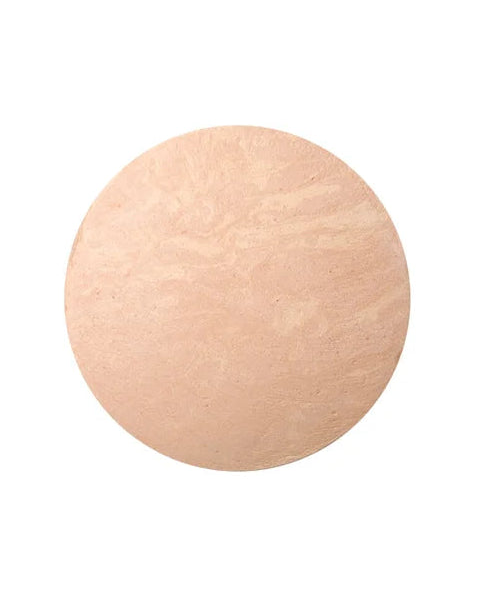 Beige circular object on a white background