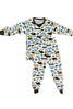 Children's pj set with camo and bears on a white background