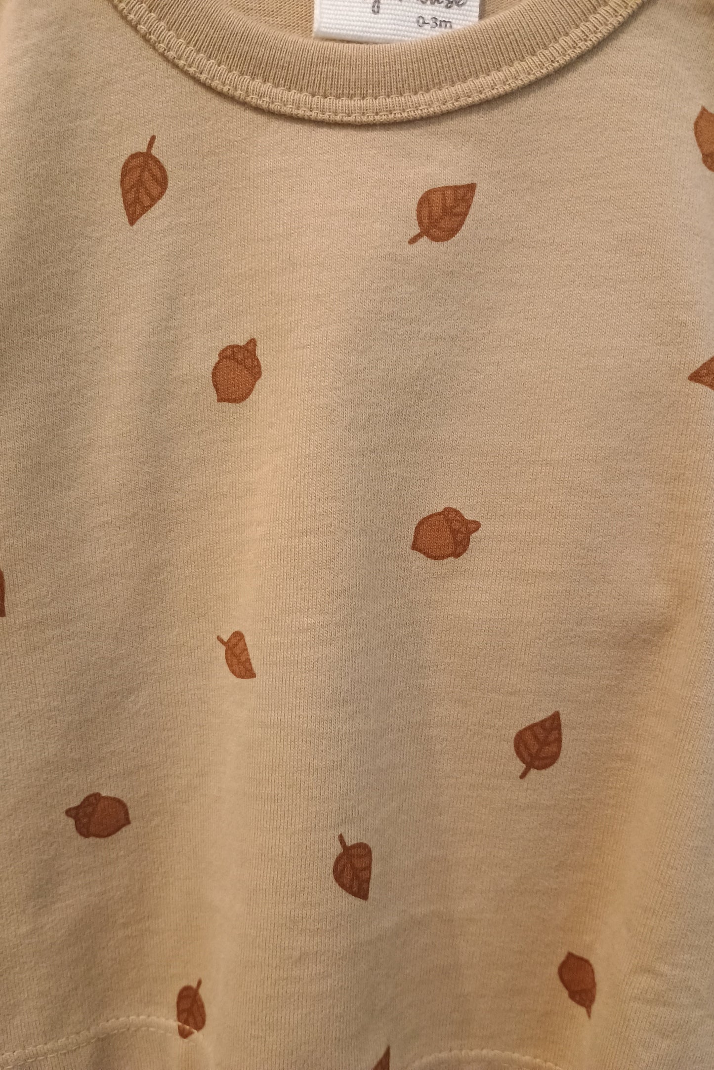 Baby shirt in tan with acorns on it