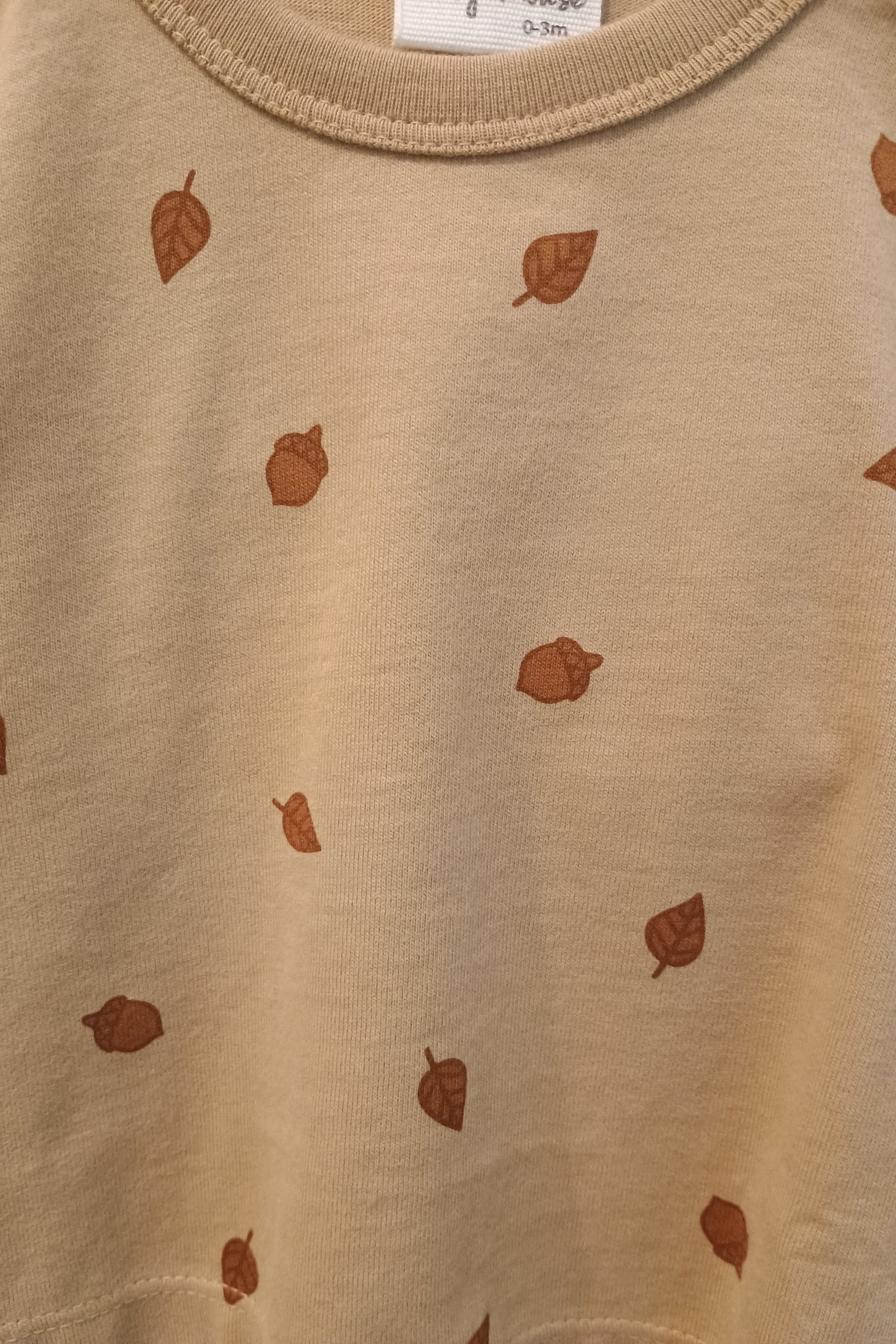 Baby shirt in tan with acorns on it
