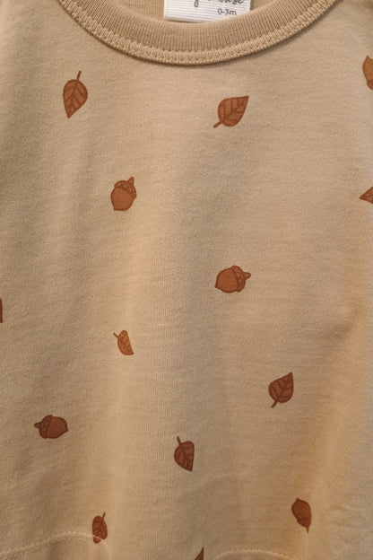 Baby shirt in tan with acorns on it