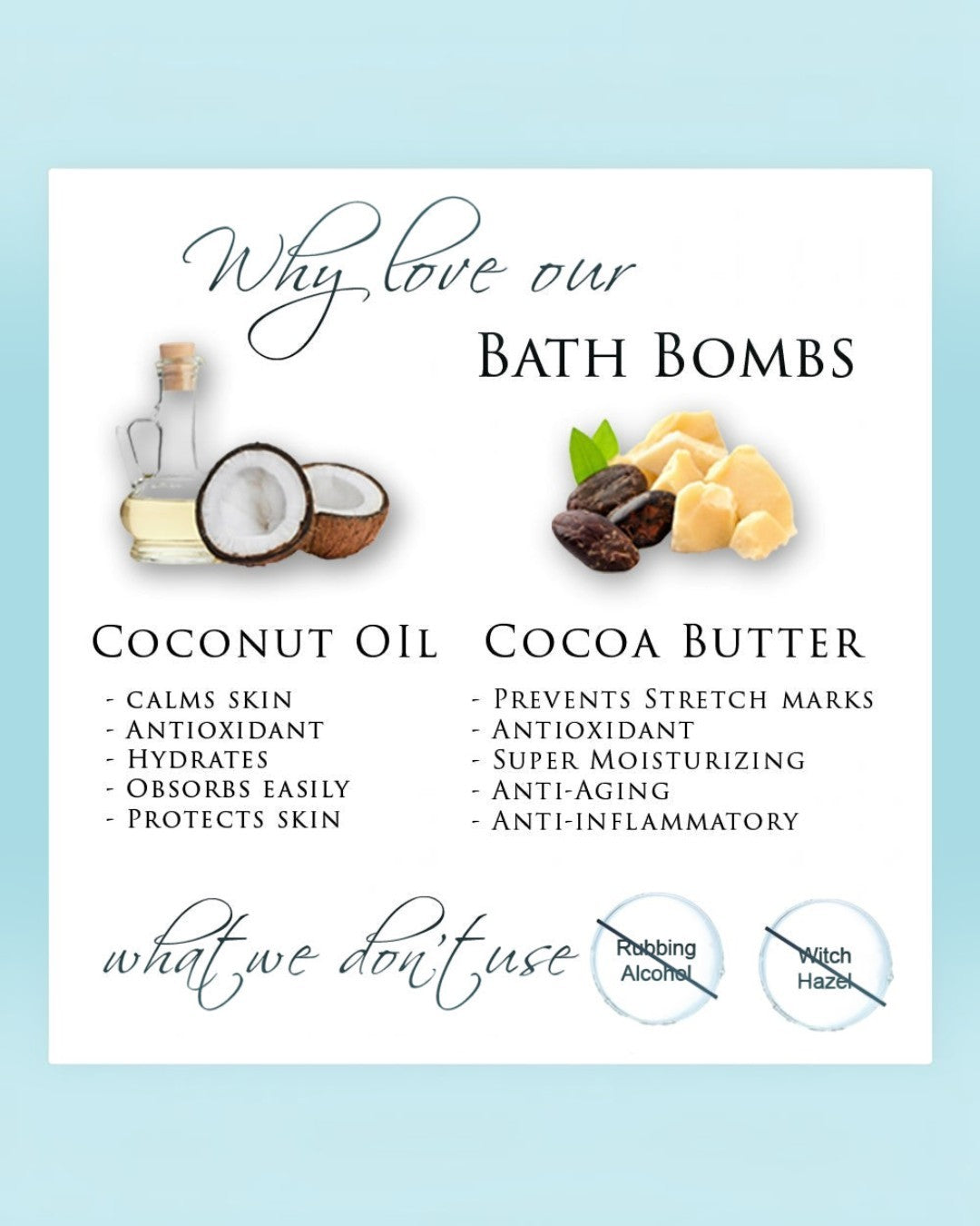 All natural cocoa butter and coconut oil bath bombs