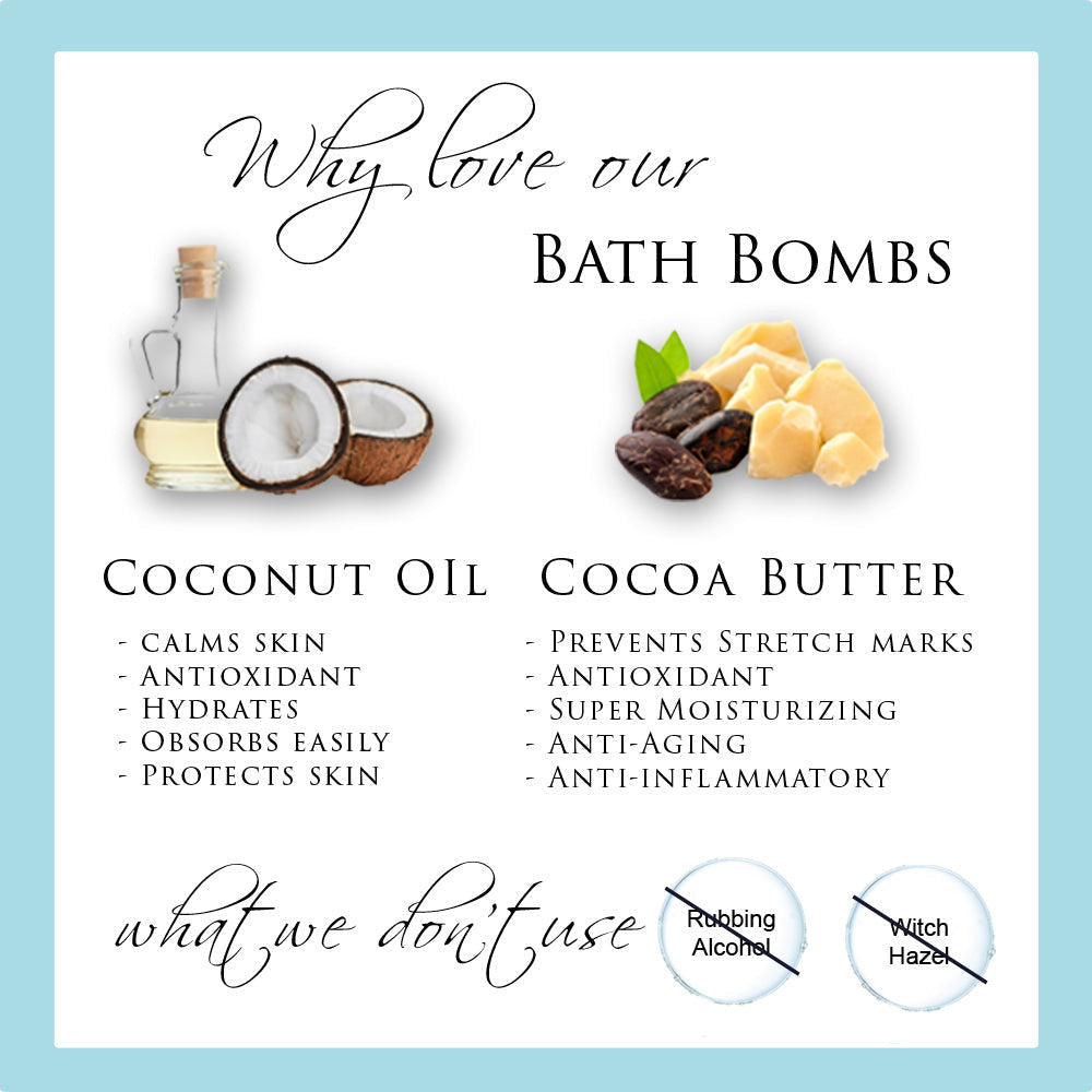All natural cocoa butter and coconut oil bath bombs