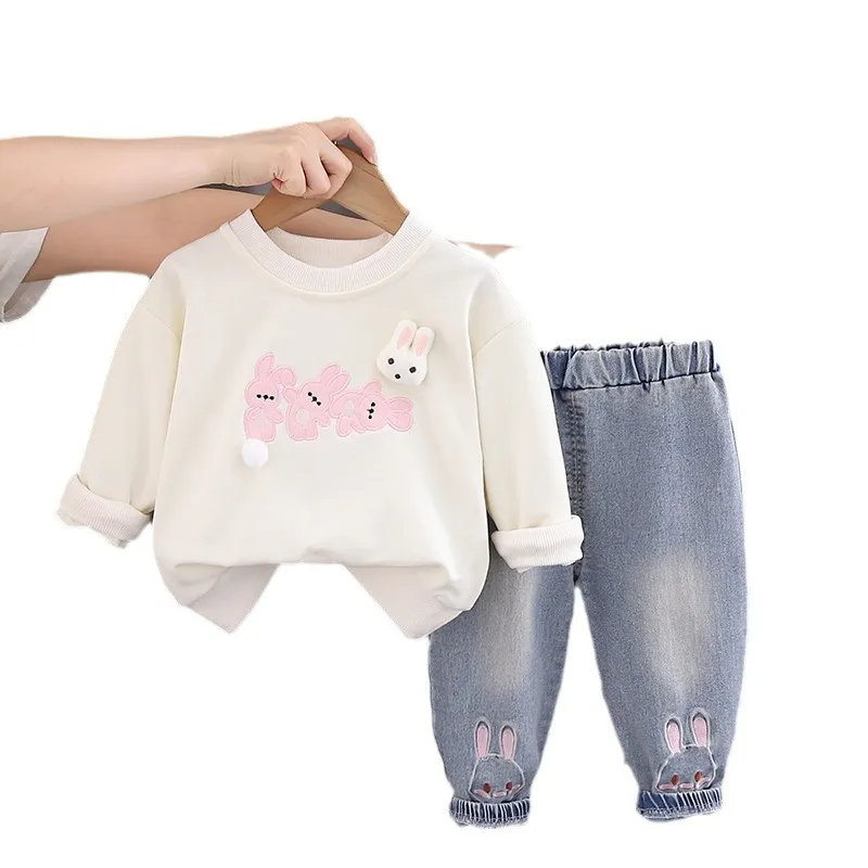 Cream Bunny Ears Sweatshirt Set