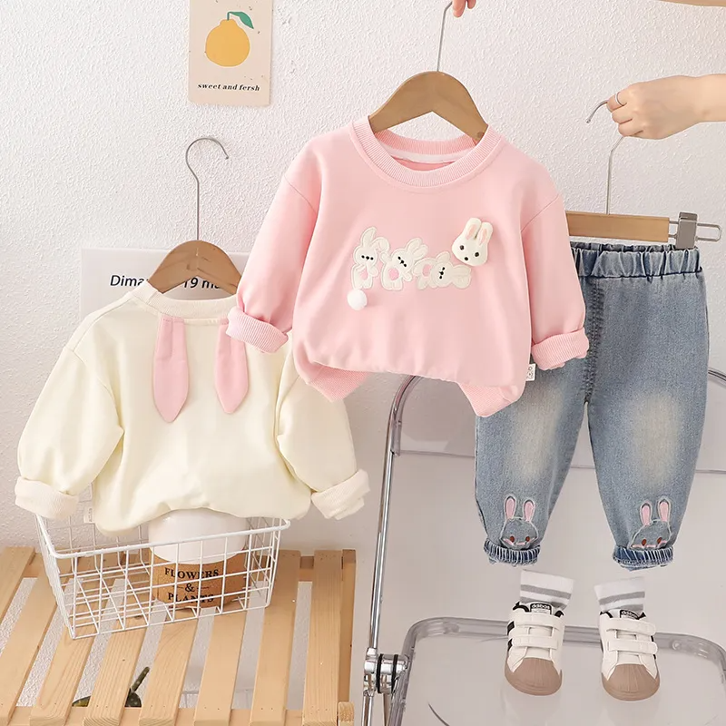 Cream Bunny Ears Sweatshirt Set