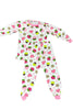 Children's onesie with colorful pattern on a white background