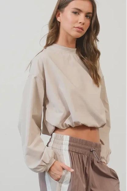 Ecru Cropped Top with Back Zipper