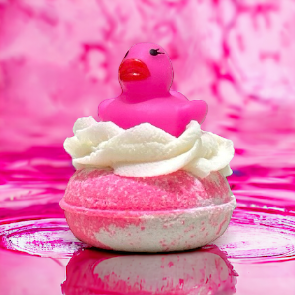 Bubbly Donut Bath Bomb - Pink & White - Calla Lily Cosmetics + CL kids